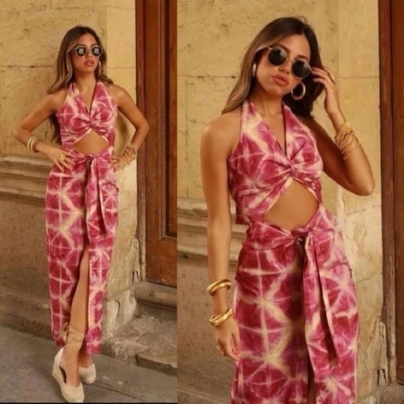 Zara Dresses & Skirts - Zara Bloggers favorite pink tie dye cutout dress (D7)